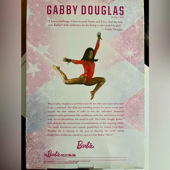 Gabby Douglas Barbie Doll 2016 Pink Label Mattel Gymnastics Decor